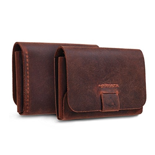 TXEsign Top Grain Genuine Leather Business Name Card Holder Case with Magnetic Closure (Reddish Brown) - Image 1