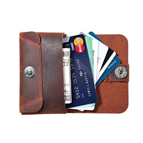 TXEsign Top Grain Genuine Leather Business Name Card Holder Case with Magnetic Closure (Reddish Brown) - Image 3