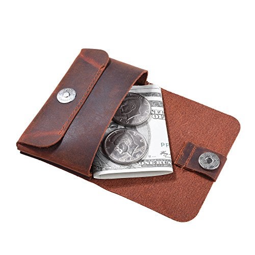 TXEsign Top Grain Genuine Leather Business Name Card Holder Case with Magnetic Closure (Reddish Brown) - Image 4