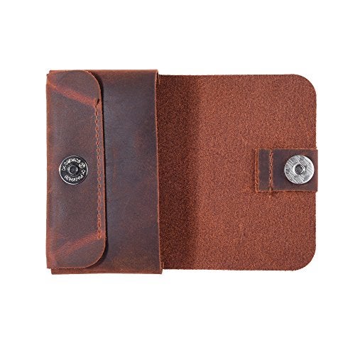 TXEsign Top Grain Genuine Leather Business Name Card Holder Case with Magnetic Closure (Reddish Brown) - Image 2