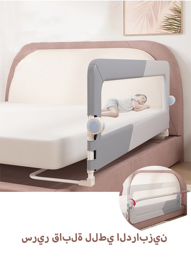 Generic Foldable Crib Bed Rail Guard Upgraded Child Guardrail Designed for Single Bed and Double Bed Height Adjustable Comfortable Safety One-Piece Fence，Full Size, Queen, King Size Bed  - Image 1