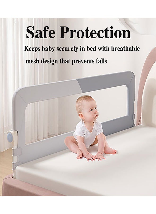 Generic Foldable Crib Bed Rail Guard Upgraded Child Guardrail Designed for Single Bed and Double Bed Height Adjustable Comfortable Safety One-Piece Fence，Full Size, Queen, King Size Bed  - Image 4