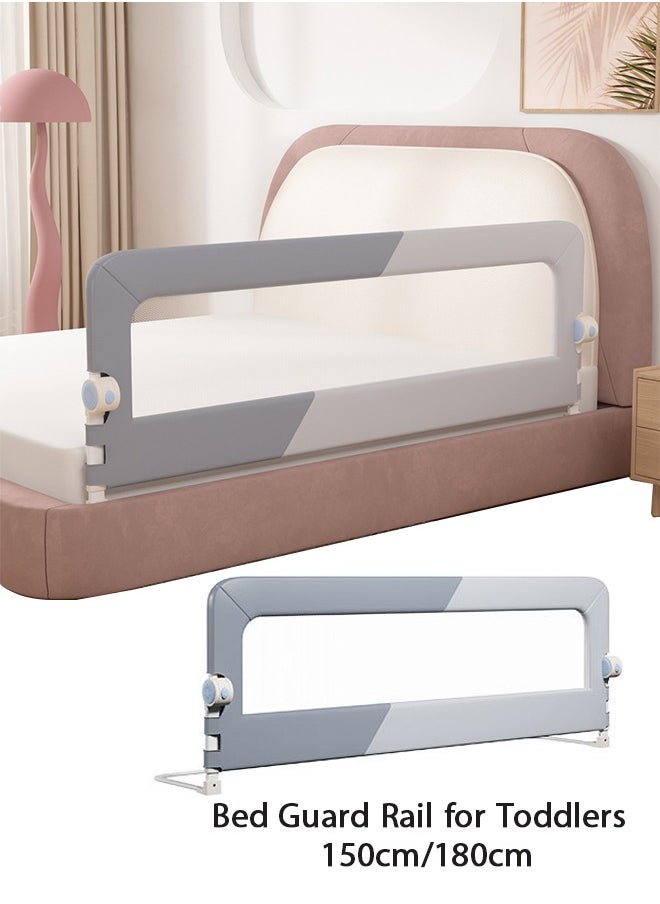 Generic Foldable Crib Bed Rail Guard Upgraded Child Guardrail Designed for Single Bed and Double Bed Height Adjustable Comfortable Safety One-Piece Fence，Full Size, Queen, King Size Bed  - Image 2