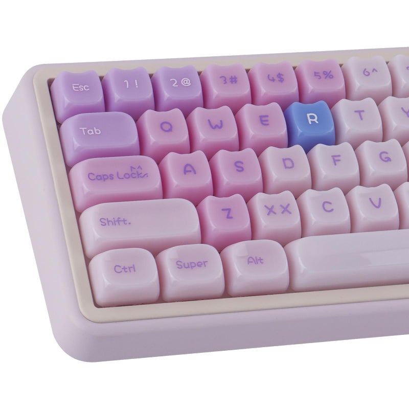 TYRIXKI Ceramic Jade Purple Cat Keycaps, 148 Keys Translucent Creamy Jelly Cute Keycaps Mao Profile Custom Keycap for Cherry Gateron MX Swithes Mechanical Keyboards - Image 1