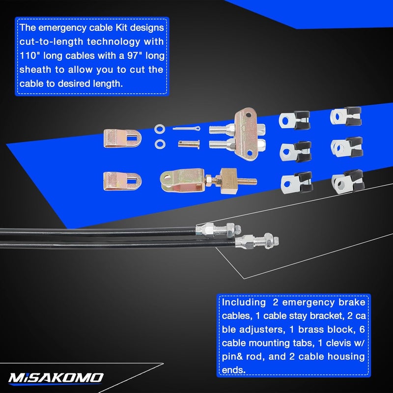Misakomo 330-9371 Universal Adjustable Emergency Parking Brake Cable Kit for Wilwood Brake System - Image 3