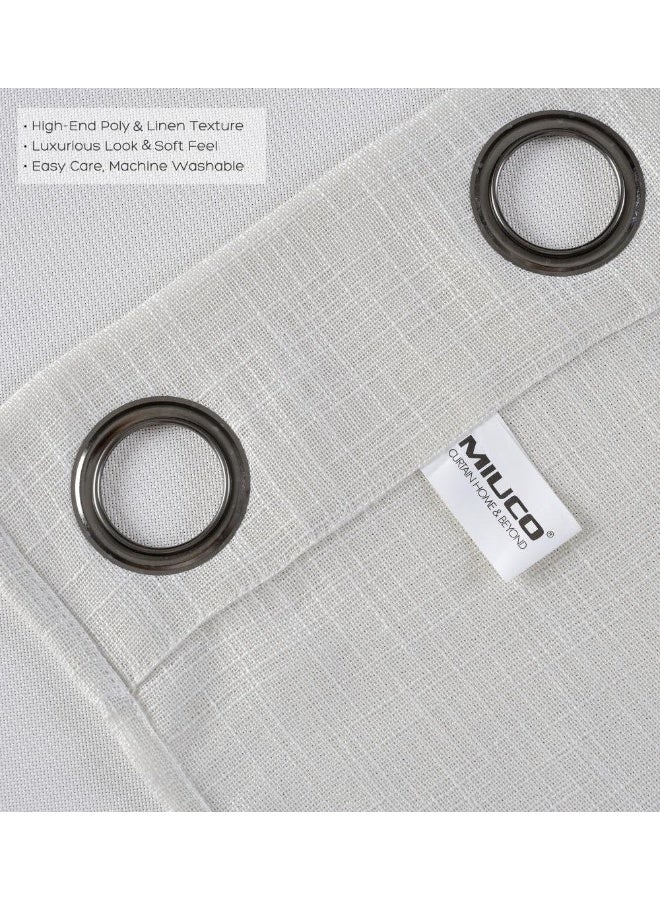 MIUCO Semi Sheer Curtains Poly Linen Textured Solid Grommet Curtains 63 Inches Long for Living Room 2 Panels 2 x 37 Wide x 63 Long Beige - Image 2