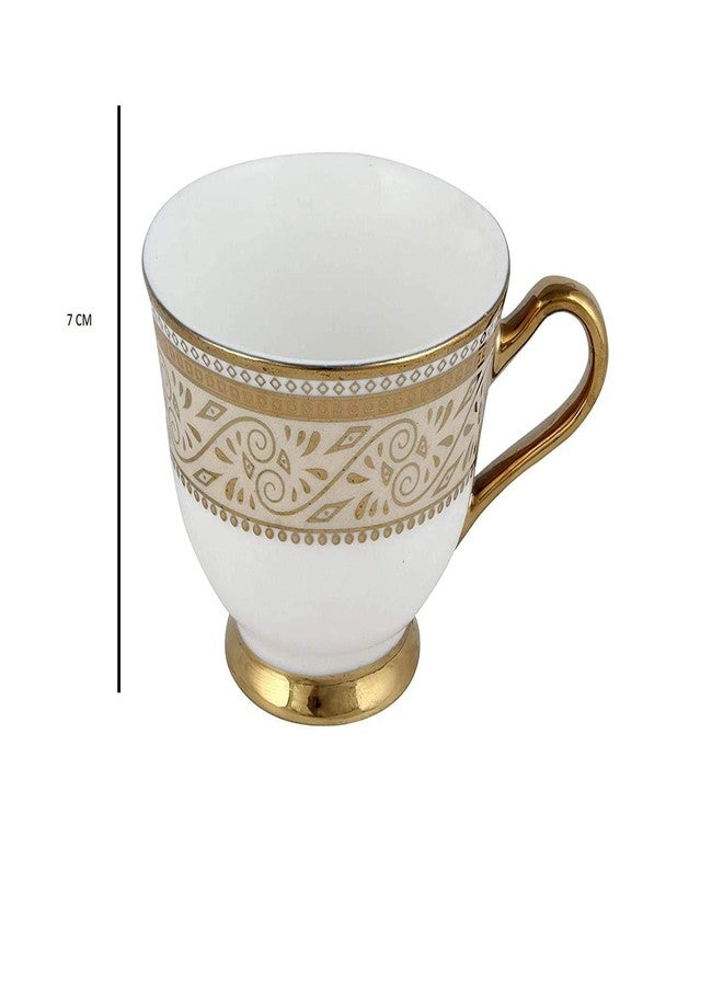 E - Ezra 22K Gold Bharat Bone China China Cup & Saucer Mug - 6 Pieces, Golden, 180 ml - Image 4