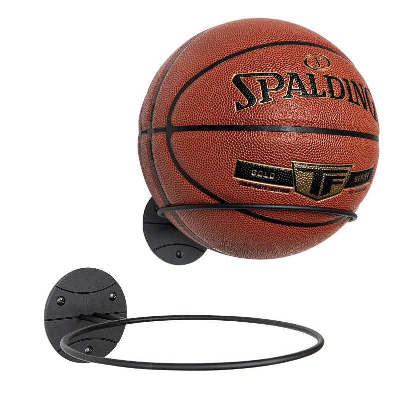 Puersi Basketball Holder Wall Mount 2 Pack  Ball Display Stand Storage Black Metal  For Soccer Football Volleyball Teen Boy D?Cor - Image 1