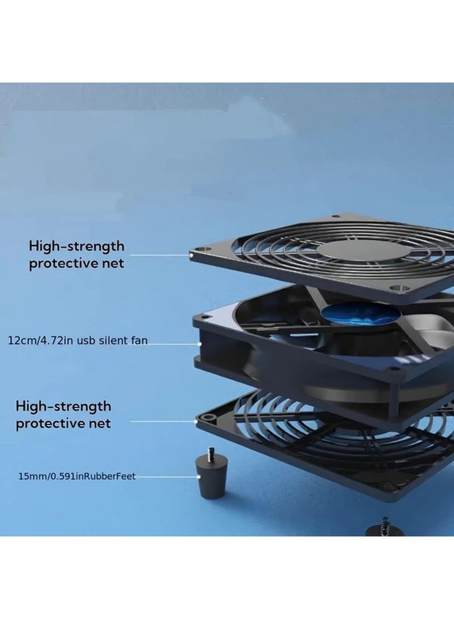 Dual 4 72 Inch Cooling Fans With 24cm Plastic Protection Mesh USB Powered For Cabinet - Image 5