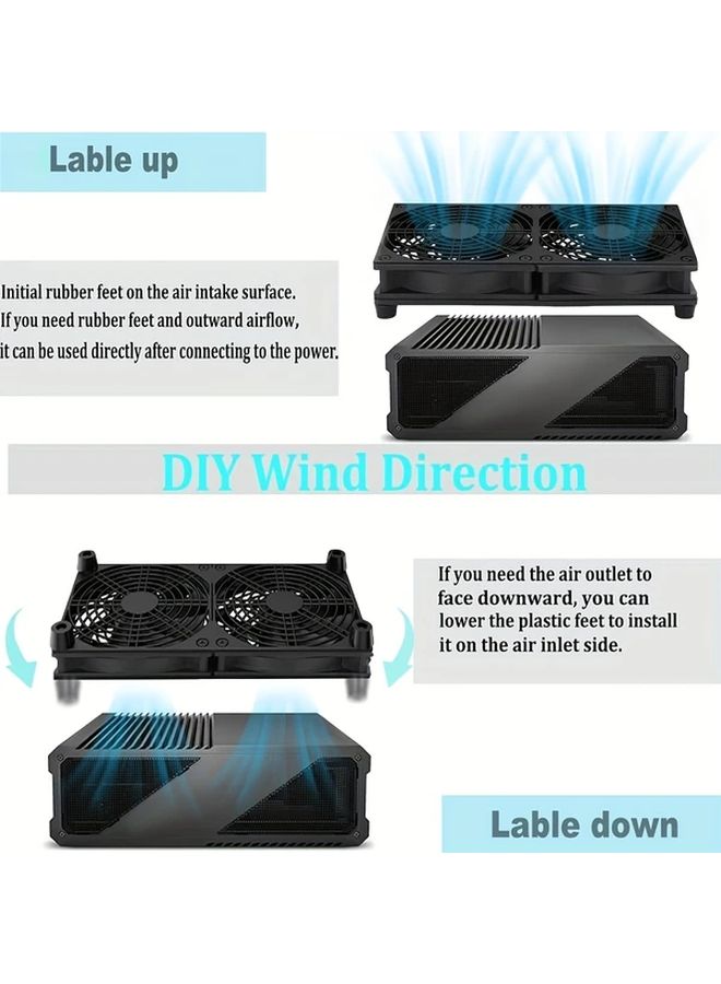 Dual 4 72 Inch Cooling Fans With 24cm Plastic Protection Mesh USB Powered For Cabinet - Image 4