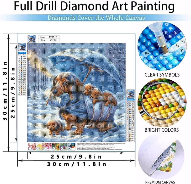 MOMDEDP Dog Diamond Art Painting Kits for Adults, Full Drill Winter Diamond Dots Paintings for Beginners, Round 5D Dog Family Paint with Diamonds Pictures Gem Art Painting Kits DIY Crafts 11.8x11.8inch - Image 3