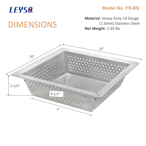 Leyso Stainless Steel Floor Sink Top Hang Basket Strainer Sink Drain Cover 10” x 10” x 2-1/2” for Kitchen, Restaurant, Bar, Buffet (2-1/2"H SS) - Image 4