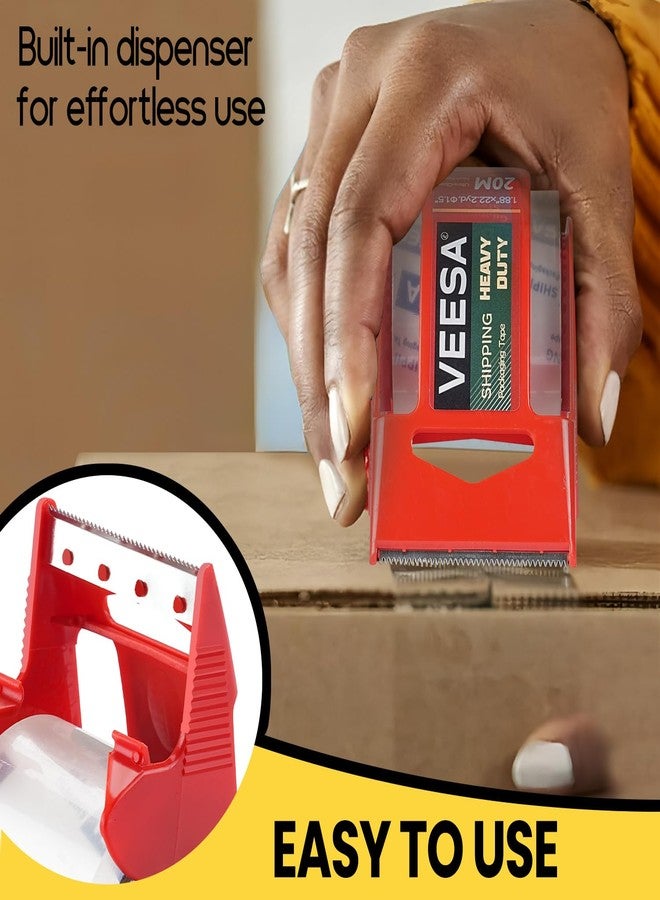 VEESA Packaging Tape with Dispenser, Strong Adhesive, 12 Rolls Clear Shipping Tapes, Heavy Duty Packing Tape for Shipping, Moving & Storing, 1.88" x 22.2 yd, 1.5" Core - Image 5