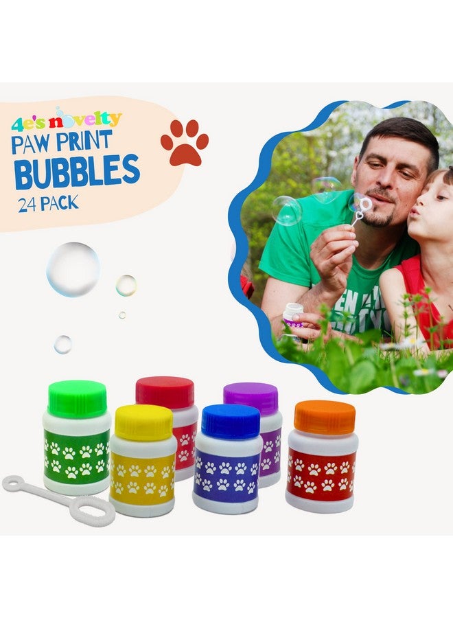 4E's Novelty Paw Print Bubble Bottles 24 Pack Mini Bubbles 1 Fl Oz Paw Dog Patrol Party Favors Bubble Wand Blowing Toys For Kids Boys & Girls By 4E'S Novelty - Image 3
