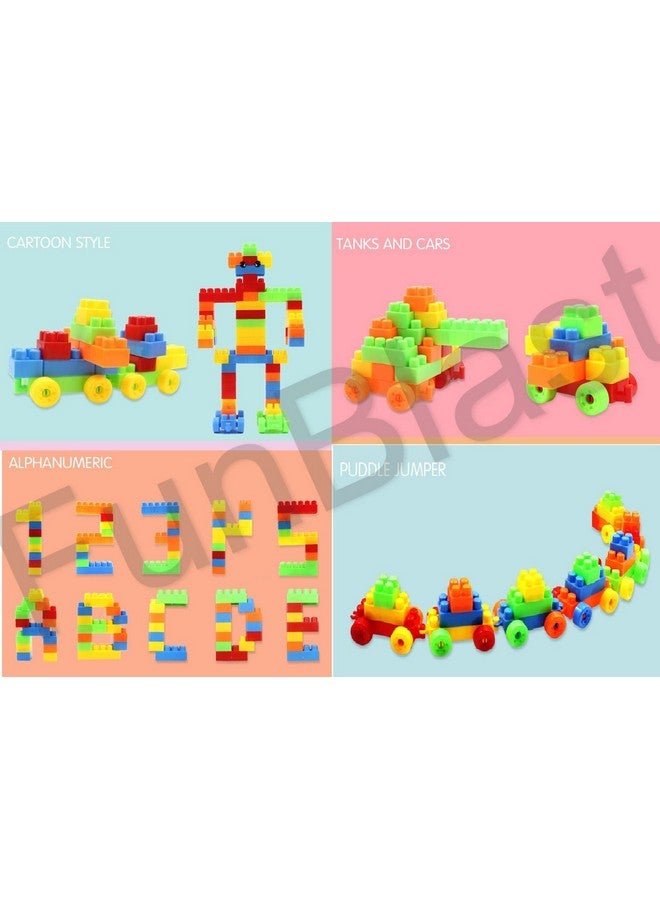 FunBlast Building Blocks for Kids with Wheel, Block Bricks Toys for Kids, Best Gift Toy for Girls, Boys - Block Game for 3+ Years Kids, Boys, Children - Multicolor (78 Pcs & 16 Wheels) - Image 4