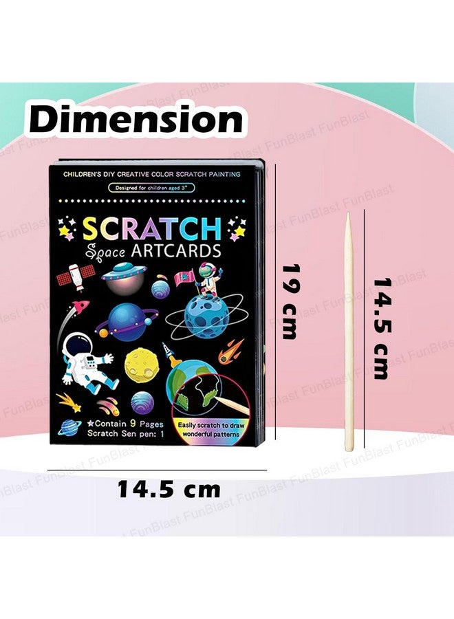 FunBlast Scratch Painting Art Cards - DIY Magic Colouring Art Scratch Cards, Scratch Art Painting Paper with Stylus for Drawing, Sketching, Art & Craft Kit for Kids (Space) - Image 2