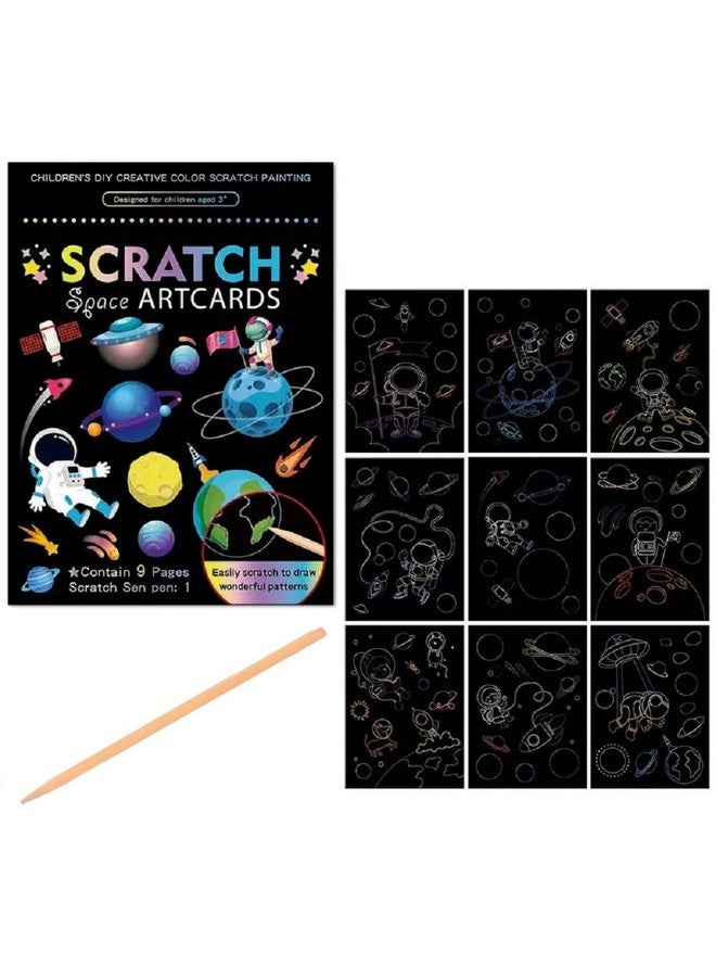 FunBlast Scratch Painting Art Cards - DIY Magic Colouring Art Scratch Cards, Scratch Art Painting Paper with Stylus for Drawing, Sketching, Art & Craft Kit for Kids (Space) - Image 1