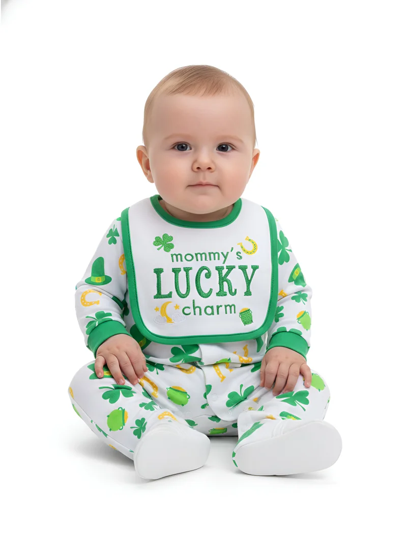 بمبىمىشى بودي سوت بأكمام طويلة بطبعة حظ سعيد من بامبي ميتشي - أخضر