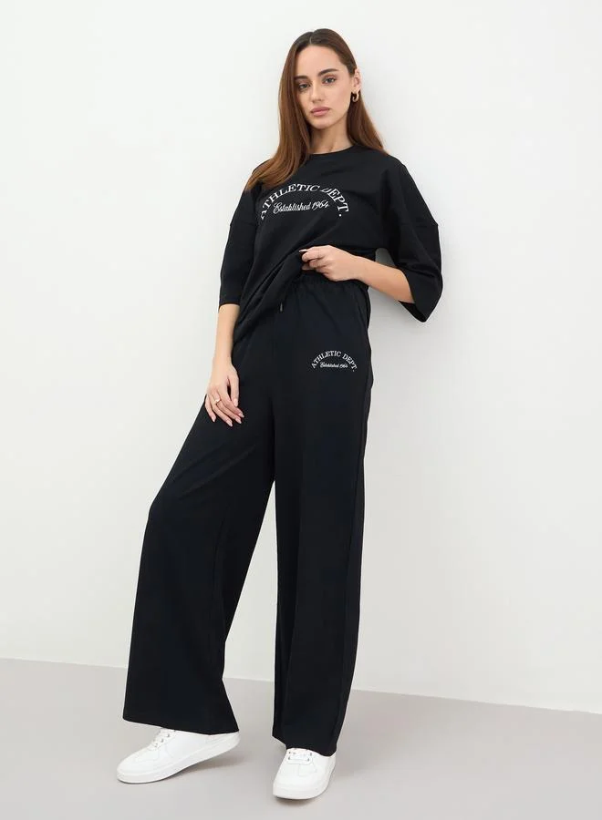 Styli Black Oversized Graphic Print Top and Joggers Co-Ords