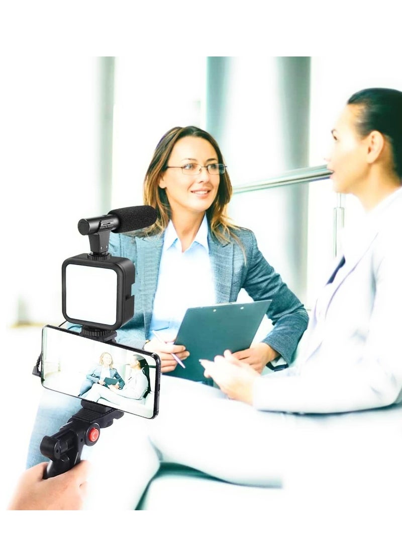 ELTRAZONE Studio kits, Mobile Phone Holder + Hand Grip/Mini Tripod Compatible with Smartphones for TikTok, Youtube, Live Streaming, Vlogging"Like Me" LED Video Light + Microphone - Image 3