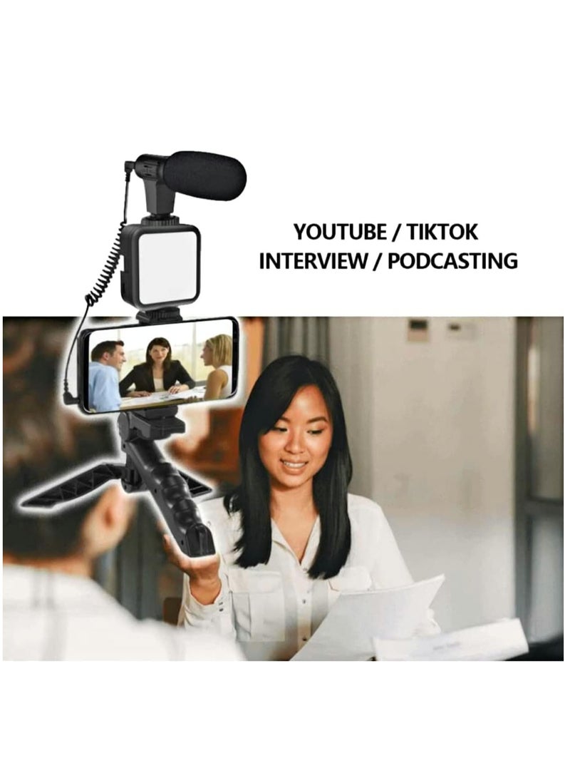 ELTRAZONE Studio kits, Mobile Phone Holder + Hand Grip/Mini Tripod Compatible with Smartphones for TikTok, Youtube, Live Streaming, Vlogging"Like Me" LED Video Light + Microphone - Image 5