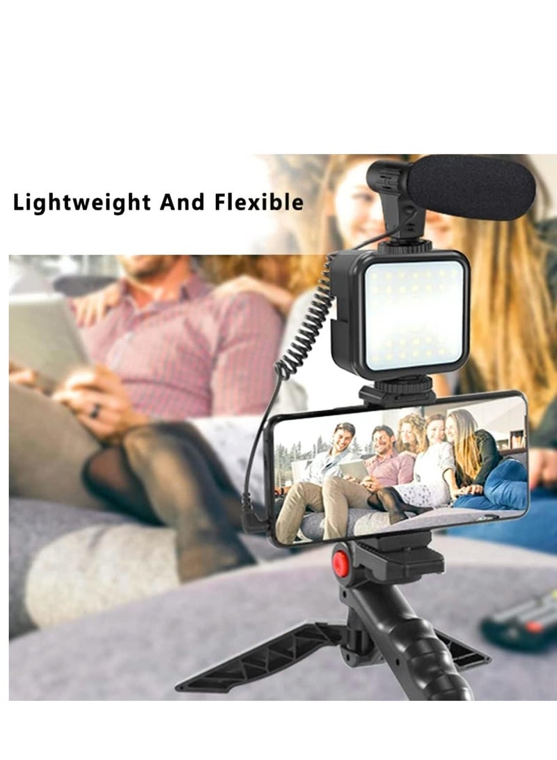 ELTRAZONE Studio kits, Mobile Phone Holder + Hand Grip/Mini Tripod Compatible with Smartphones for TikTok, Youtube, Live Streaming, Vlogging"Like Me" LED Video Light + Microphone - Image 4