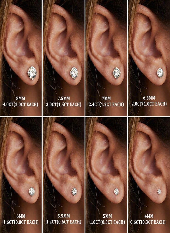 GEMQUEEN Moissanite Stud Earrings : 18K White Gold Plated Solid 925 Sterling Silver Earring Hypoallergenic Dainty Flat Back Stud Earrings Jewelry for Women Men D Color VVS1 Clarity, 0.6CTW(0.3CT Each)-4MM - Image 2