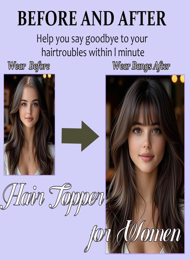 Jinhui Hair Toppers for Women with Thinning Hair, 12 Inch Toppers Hairpieces for Women with Wispy Clip in Bangs Realistic Scalp & Parting Wiglets Daily Use (Ombre Light Brown to Blonde) - Image 3