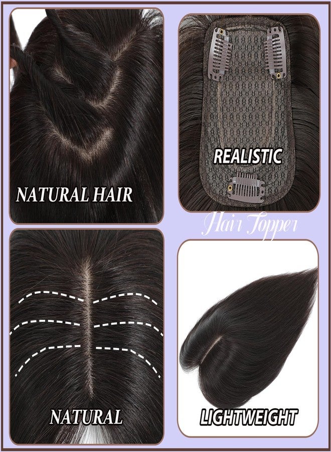Jinhui Hair Toppers for Women with Thinning Hair, 12 Inch Toppers Hairpieces for Women with Wispy Clip in Bangs Realistic Scalp & Parting Wiglets Daily Use (Ombre Light Brown to Blonde) - Image 5