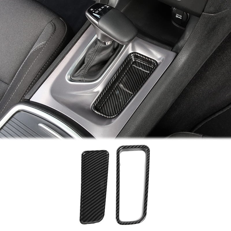 Hoolcar Gear Shift Storage Trim Center Console Organizer Panel Cover Interior Accessories for 20152021 Dodge Charger Carbon Fiber