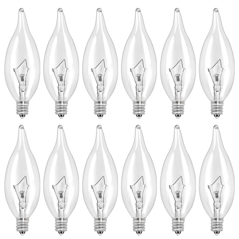 LinMiFo 12-Pack E12 B10 Clear Candelabra Base Bulb, 40W 120V Incandescent Candle Light Bulbs Dimmable Chandelier Light Bulbs for Pendants or Outdoor, Ceiling Fan, Fireplace, Wall Sconces - Image 1