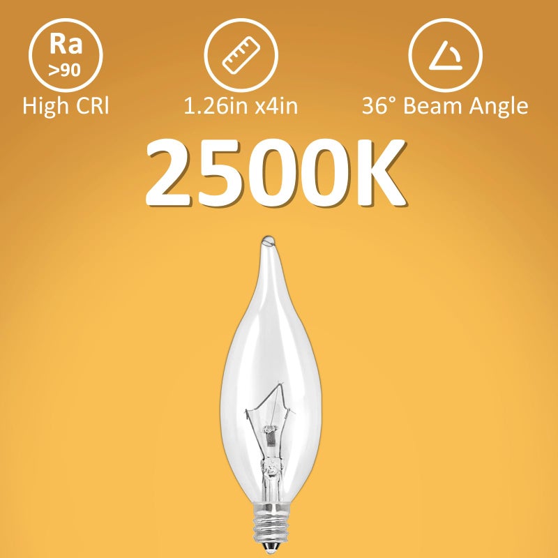 LinMiFo 12-Pack E12 B10 Clear Candelabra Base Bulb, 40W 120V Incandescent Candle Light Bulbs Dimmable Chandelier Light Bulbs for Pendants or Outdoor, Ceiling Fan, Fireplace, Wall Sconces - Image 4