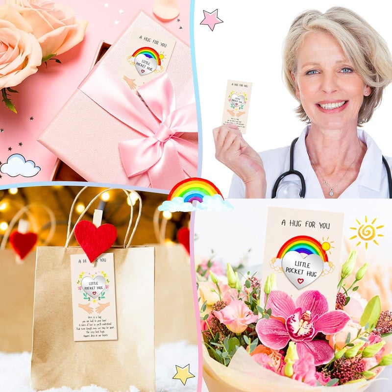 كلاراكو مجموعة من 40 بطاقة معايدة معدنية على شكل قلب صغير من كلاركو، هدية تذكارية للأصدقاء والزملاء والعائلة والتباعد الاجتماعي أثناء الإغلاق (فضية) - Image 4