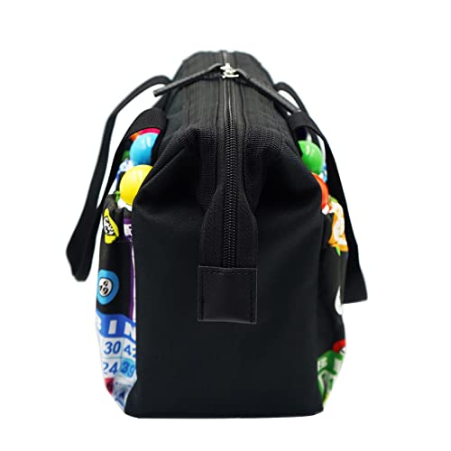 Yuanhe Bingo Dauber Tote Bag - Black Bingo Pattern Handle Bag with Zipper and 6 Pockets - Image 3