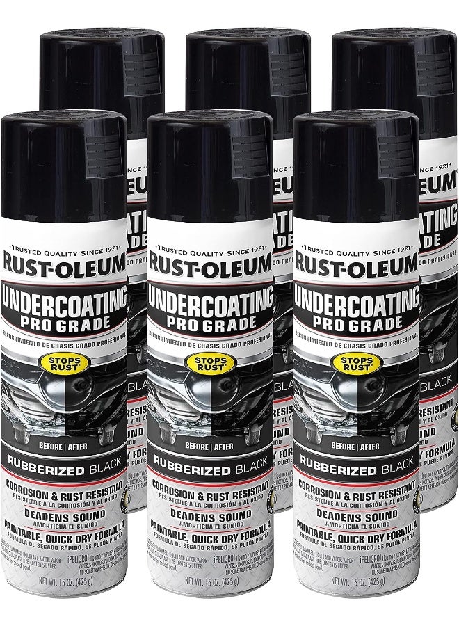RUST-OLEUM 248656 Professional Grade Undercoating Spray, 6 Pack, Black  - Image 1