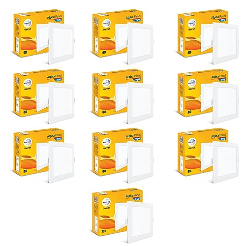 wipro Garnet 7W Square Led Alpha Panel | Cool White Light (6500K) | Recessed Down Light for False Ceiling | Cutout - 82X82Mm | Pack of 10 - Image 1