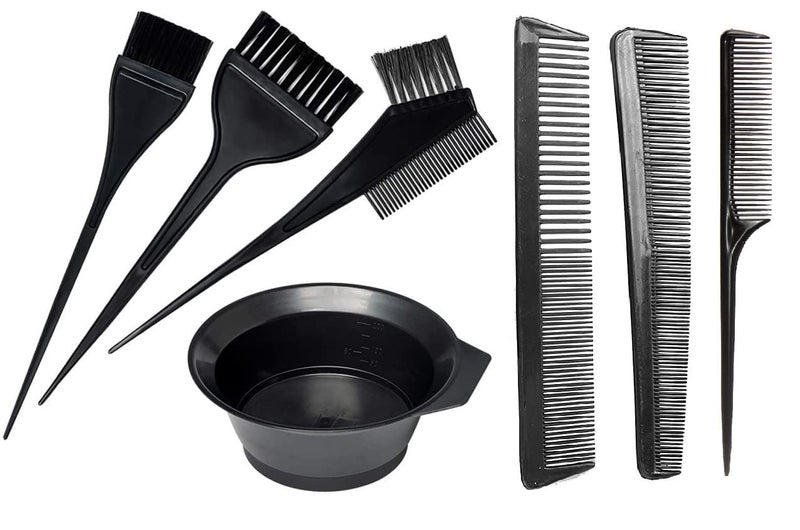 E-DUNIA® Hair Dye Brush 3pcs and Bowl Set Hair Coloring Kit with Coloring Hair Brush Set of 3 pcs (4 Pcs Bowl Set+3 Pcs Hair Brush) - Image 1