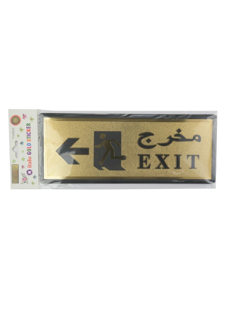 إيتالو ملصق لافتة باب الخروج باللغة الإنجليزية باللغة الإنجليزية لمتجر ودورات مياه وفندق ومتاجر ومكتب 11 × 28 سم الجانب الأيسر ذهبي / أسود - Image 2