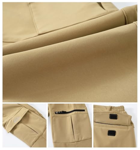 Gopune Women's Windproof Waterproof Sportswear Outdoor Hiking Fleece Pants (Khaki,XL) - Image 5