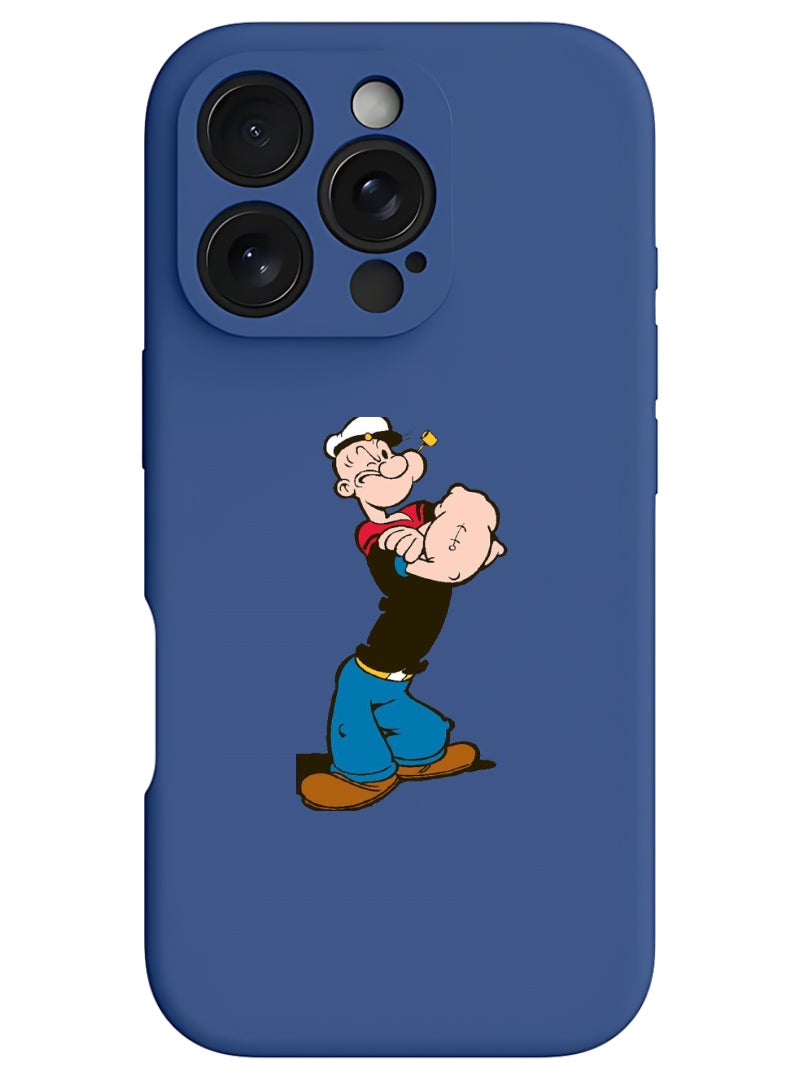 Theodor iPhone 16 Pro Blue Protective Slim Fit Case Liquid Silicone Cover with Full Body Protection Anti-Scratch Shockproof Case For iPhone - Popey - Image 1