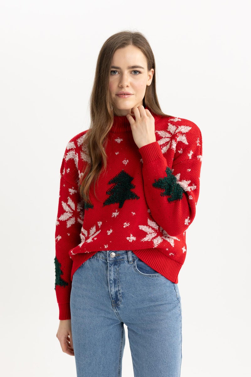 DeFacto Woman Christmas Themed Half Turtleneck Pullover  - Image 1
