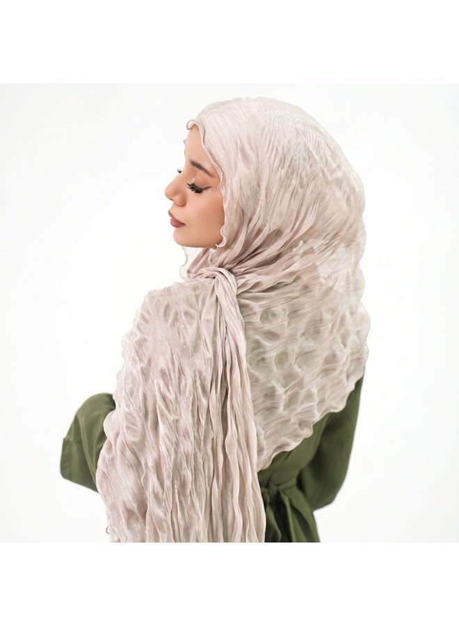 حجاب شيفون مطوي للنساء من ماركة Hijara، 55×180 سم، شال صيفي خفيف، طراز OL، حجاب إسلامي عصري، مجموعة من ثلاث قطع مناسبة للاستخدام اليومي والمناسبات الخاصة - Image 2