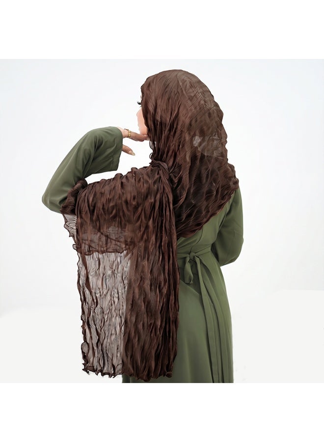 حجاب شيفون مطوي للنساء من ماركة Hijara، 55×180 سم، شال صيفي خفيف، طراز OL، حجاب إسلامي عصري، مجموعة من ثلاث قطع مناسبة للاستخدام اليومي والمناسبات الخاصة - Image 3