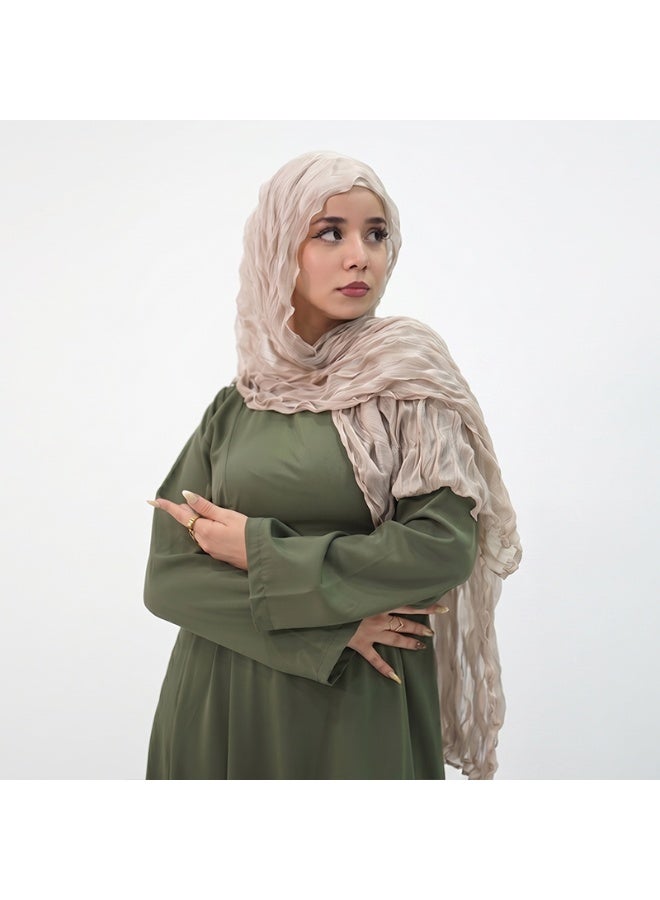 حجاب شيفون مطوي للنساء من ماركة Hijara، 55×180 سم، شال صيفي خفيف، طراز OL، حجاب إسلامي عصري، مجموعة من ثلاث قطع مناسبة للاستخدام اليومي والمناسبات الخاصة - Image 3