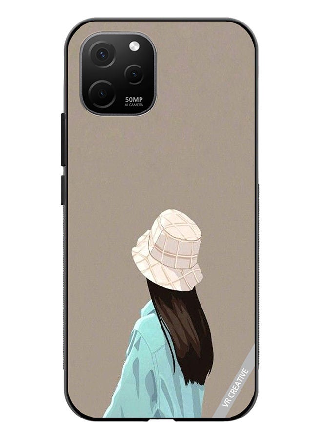 VR CREATIVE Protective Case Cover For Huawei Nova Y61 Brown Hat Girl Design Multicolour - Image 1
