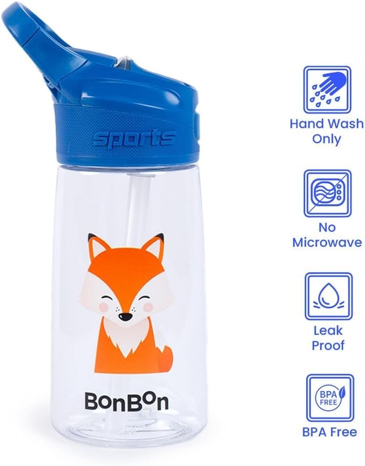 BonBon Elite Tritan Kids Water Bottle 450ml - Friendly Fox - Image 5