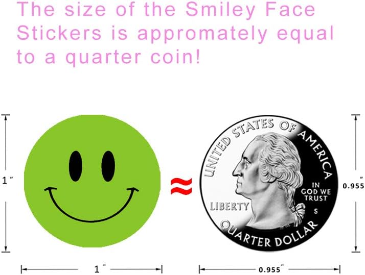 Hcode Happy Face Stickers Roll Circle Dots Paper Labels Reward Stickers Teachers Stickers 500 Pieces per Roll (1 inch Green) - Image 1