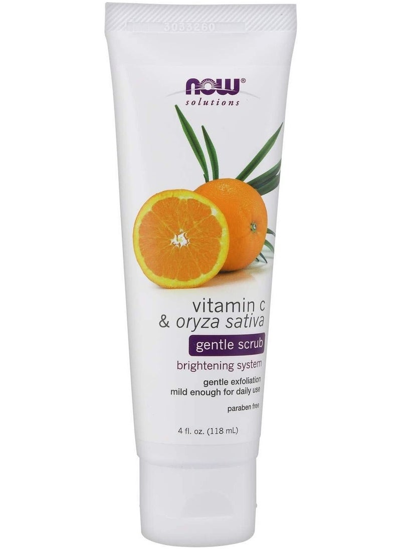now Now Solutions Vitamin C & Oryza Sativa Gentle Scrub Lightening System Gentle Exfoliating Gentle Daily Use 4 oz 