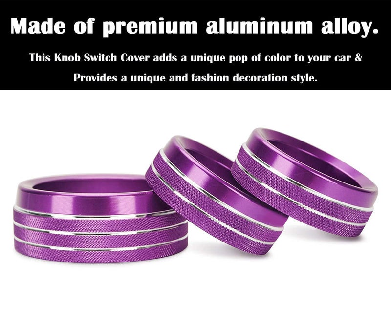 Auprite Climate Control Knob Covers for Challenger Accessories 2015-2023 2024, for Dodge Charger 2015-2023 2024, for Dodge Chrysler 300/300s 2015-2024,3Pcs Kit (Purple) - Image 3