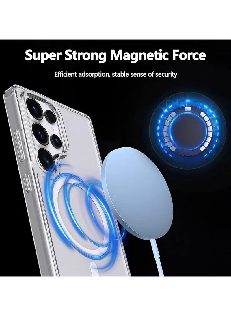 TIGER Samsung Galaxy S25 Ultra Clear Case with Built-in Magnetic Ring [MagSafe Compatible] + [2-Pack] 9H Tempered Glass Screen Protectors – Transparent Slim Shockproof Protective Back Cover, Anti-Yellowing, Supports Fingerprint Unlock & Wireless Charging - Image 2